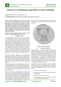 Analysis of Load Balancing Algorithms in Cloud Computing  ISSN: 2278-6244