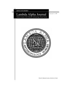 Lambda Alpha Journal  Student Journal of the National Anthropology Honor Society P
