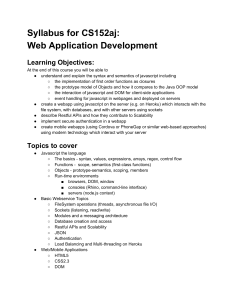 Syllabus for CS152aj: Web Application Development Learning Objectives: