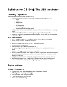 Syllabus for CS154aj: The JBS Incubator Learning Objectives
