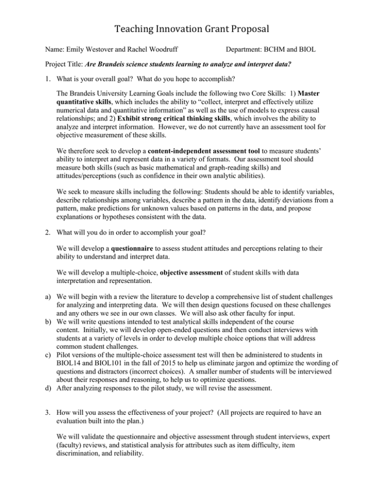 Teaching Innovation Grant Proposal