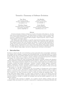 Towards a Taxonomy of Software Evolution Tom Mens Jim Buckley