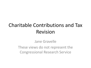 Charitable Contributions and Tax Revision Jane Gravelle These views do not represent the
