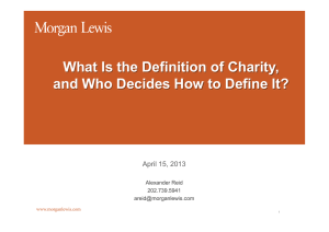 What Is the Definition of Charity, April 15, 2013 Alexander Reid