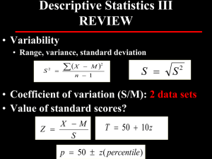 Descriptive Statistics III REVIEW S 