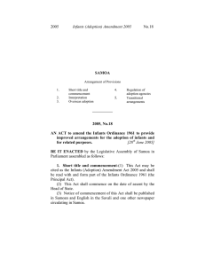 Infants (Adoption) Amendment 2005  SAMOA