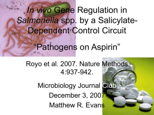 In vivo Salmonella Dependent Control Circuit “Pathogens on Aspirin”