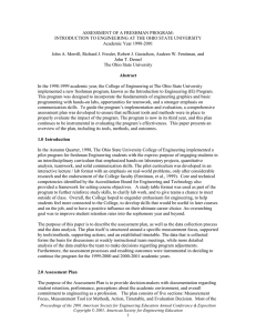 INTRODUCTION TO ENGINEERING AT THE OHIO STATE UNIVERSITY Academic Year 1998-2001
