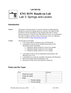 ENG H191 Hands-on Lab Lab 3: Springs and Levers  Lab Set-Up