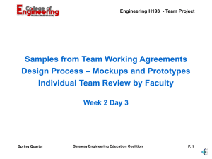 Samples from Team Working Agreements – Mockups and Prototypes Design Process