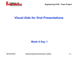 Visual Aids for Oral Presentations Week 8 Day 1 Spring Quarter