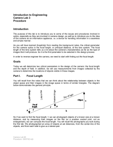 Introduction to Engineering Camera Lab 3 Procedure