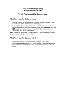 Pre-lab Assignment for Camera Lab 4 Introduction to Engineering