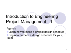 Introduction to Engineering Project Management - 1 Agenda