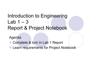 Introduction to Engineering – 3 Lab 1 Report &amp; Project Notebook