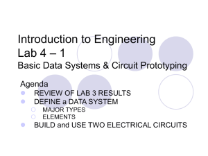 Introduction to Engineering – 1 Lab 4 Basic Data Systems &amp; Circuit Prototyping