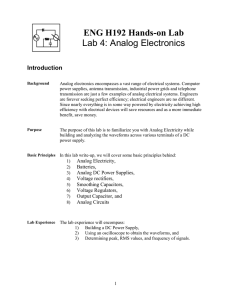 ENG H192 Hands-on Lab Lab 4: Analog Electronics  Introduction