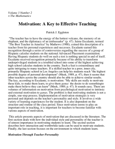 Motivation: A Key to Effective Teaching