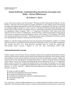 Guest Editorial: Understanding Numerical Concepts and Skills—Some Differences By Edward J. Davis