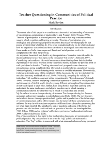 Teacher Questioning in Communities of Political Practice Mark Boylan