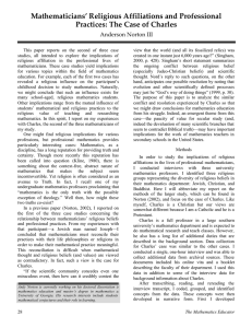 Mathematicians’ Religious Affiliations and Professional Practices: The Case of Charles