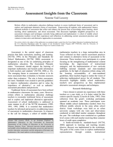 Assessment Insights from the Classroom Norene Vail Lowery