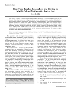 First-Time Teacher-Researchers Use Writing in Middle School Mathematics Instruction Drew K. Ishii