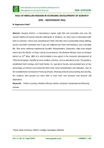 ISSN: 2278-6236 ROLE OF BREKLUM MISSION IN ECONOMIC DEVELOPMENT OF KORAPUT