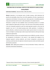 ISSN: 2278-6236 CONTRIBUTION OF NATIONAL HORTICULTURE MISSION IN AGRICULTURAL DEVELOPMENT