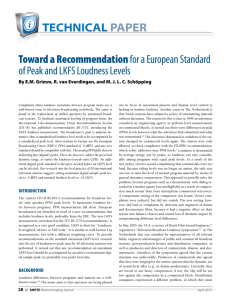 TECHNICAL PAPER Toward a Recommendation of Peak and LKFS Loudness Levels