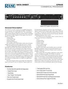 CP64S DATA SHEET COMMERCIAL PROCESSOR Optional SCP2S Equalizer-only Security Cover