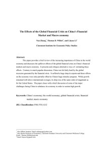 The Effects of the Global Financial Crisis on China’s Financial  Abstract: