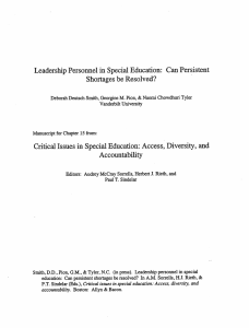 Leadership Personnel in Special Education: Can Persistent Shortages be Resolved?