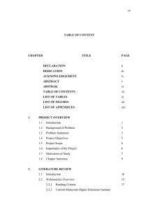 TABLE OF CONTENT CHAPTER TITLE