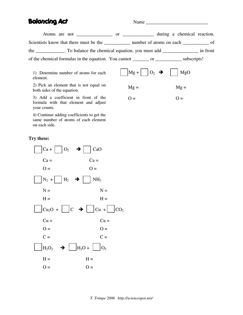 Balancing Act Practice Worksheet Answers Printable Word Searches