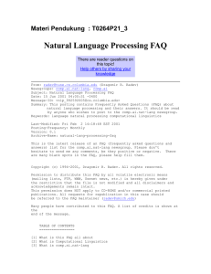 Natural Language Processing FAQ Materi Pendukung  : T0264P21_3 ic!