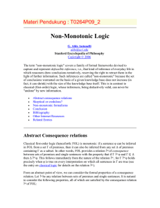 Non-Monotonic Logic Materi Pendukung : T0264P09_2