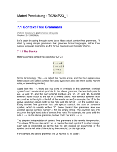 Materi Pendukung : T0264P23_1 7.1 Context Free Grammars