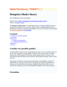 Dempster-Shafer theory Materi Pendukung : T0264P11_1