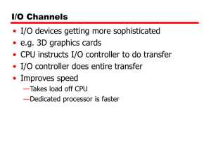 I/O Channels • I/O devices getting more sophisticated e.g. 3D graphics cards