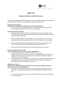 EMEC 2012 Speaker Guidelines and Best Practices