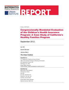Congressionally Mandated Evaluation of the Children's Health Insurance