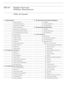 Brandeis University Waltham, Massachusetts Table of Contents