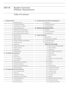 Brandeis University Waltham, Massachusetts Table of Contents