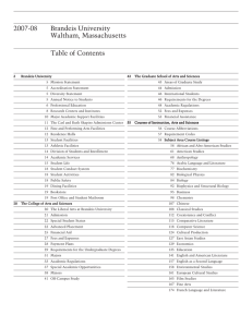 Brandeis University Waltham, Massachusetts Table of Contents