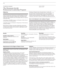The Hornstein Jewish Professional Leadership Program A graduate program Objectives