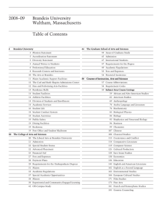 Brandeis University Waltham, Massachusetts Table of Contents