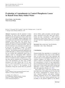 Evaluation of Amendments to Control Phosphorus Losses Owen Fenton Ana Serrenho