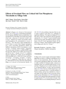 Effects of Overland Flow on Critical Soil Test Phosphorus Owen Fenton