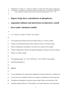 Published as: O’ Flynn, C.J., Fenton, O., Wilson, P., Healy,... amendments on phosphorus, suspended sediment and metal losses in laboratory... 1 2
